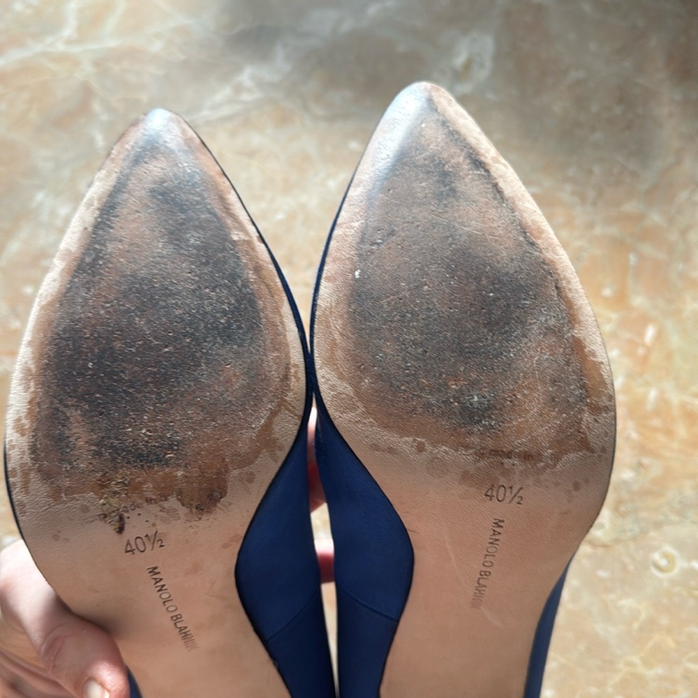 Manolo Blahnik Hangisi 105 blue satin - Picture 5 of 7